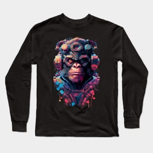 Anime Cyber Ape (Sci-Fi Ape Vintage Retro Future Design Cyberpunk Space Ape) Long Sleeve T-Shirt